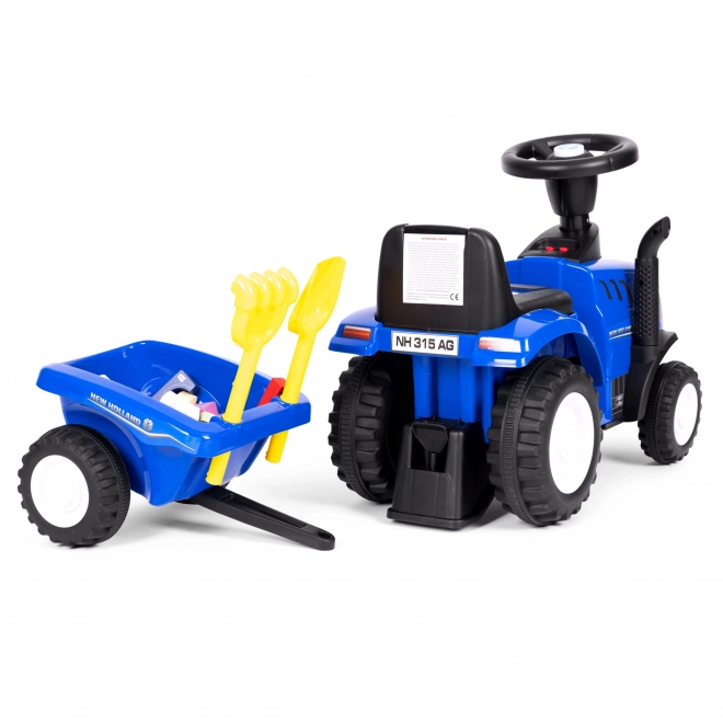 Dětský traktor s přívěsem, interaktivní volant, zvuky – modrý