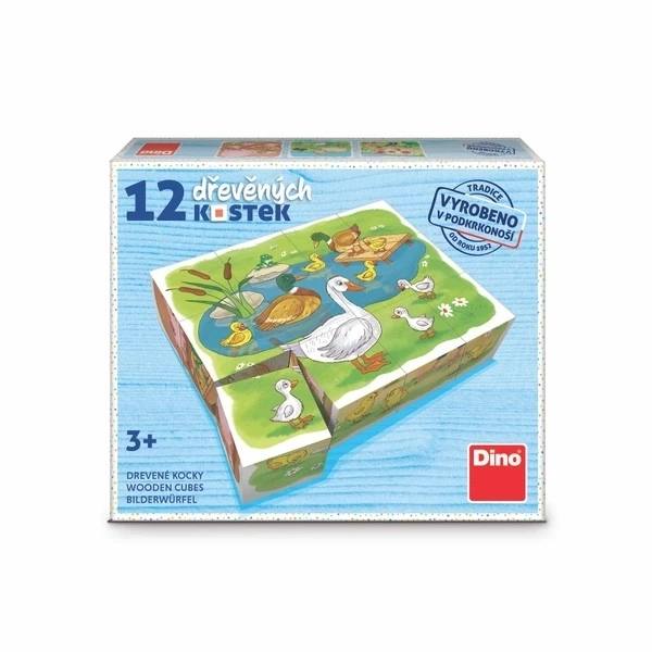 DINO Obrázkové kostky Na farmě, 12 kostek