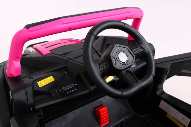 Buggy UTV 2000M mașină de curse cu baterie + sunete MP3 lumini + telecomandă + pornire lentă – Růžové