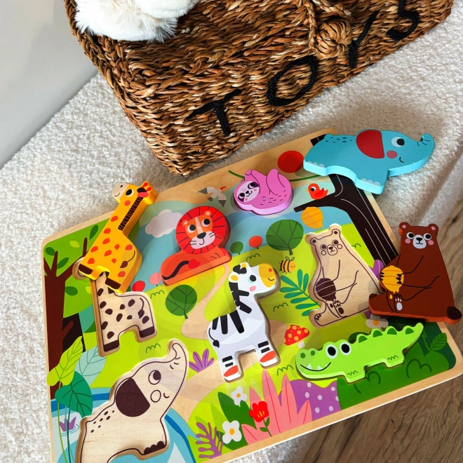 Dřevěné puzzle ZOO Safari pro děti