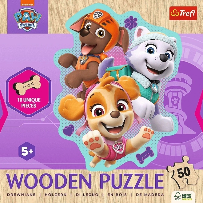 Dřevěné puzzle Tlapková Patrola 50 dílků