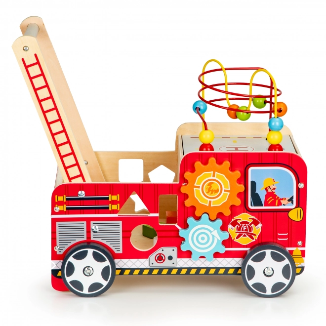Dřevěný vzdělávací chodítko s kostkami - Hasičské auto ECOTOYS