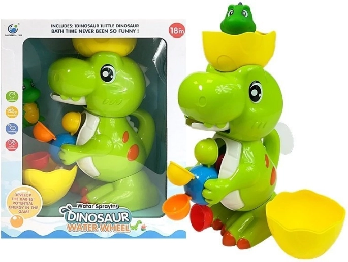 Koupelový dinosaurus s vodním mlýnkem a stříkající vodou