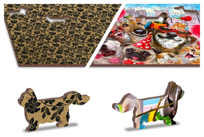 Dřevěné puzzle Čas na párty
