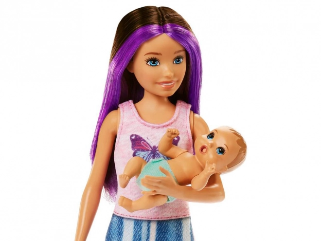 Loutka Barbie Skipper Babysitters opatrovnice s kojencem a doplňky