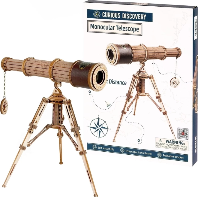 ROBOTIME Rokr Dřevěný Model Monokulárního Dalekohledu