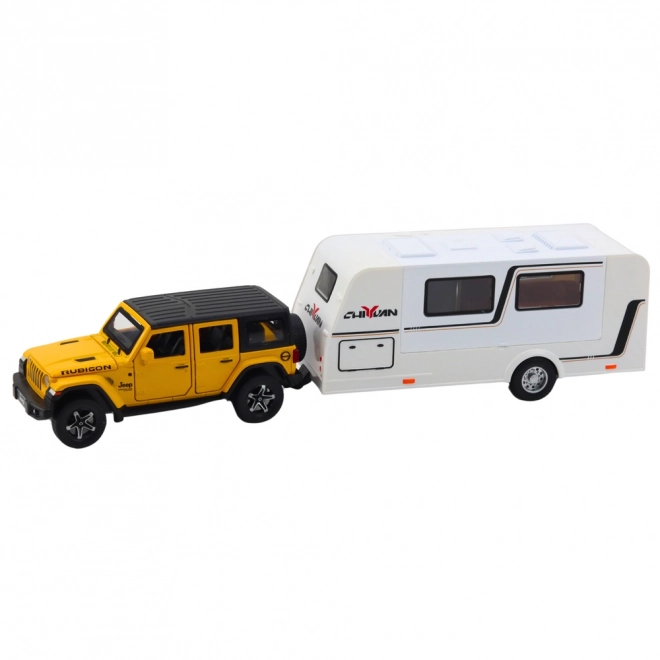 Auto Terénní s Karavanem 1:32 Žluté