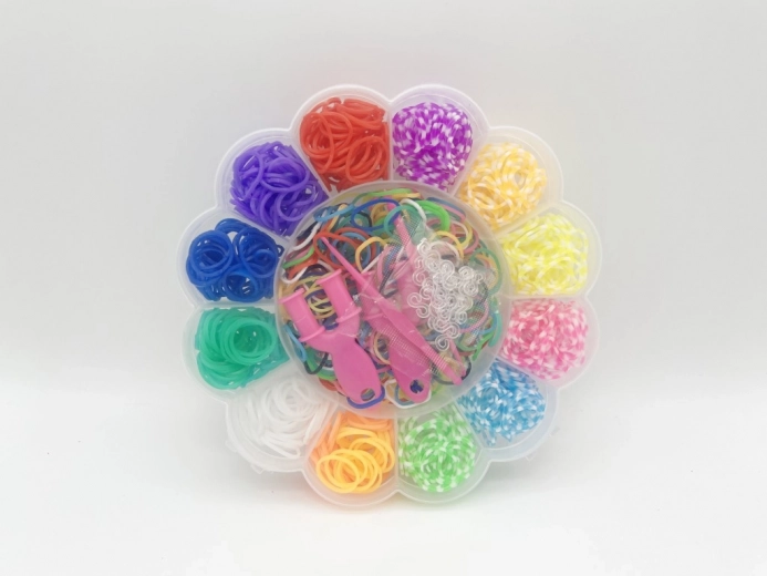 Sada gumiček na výrobu náramků Loom Bands – květina, 900 ks