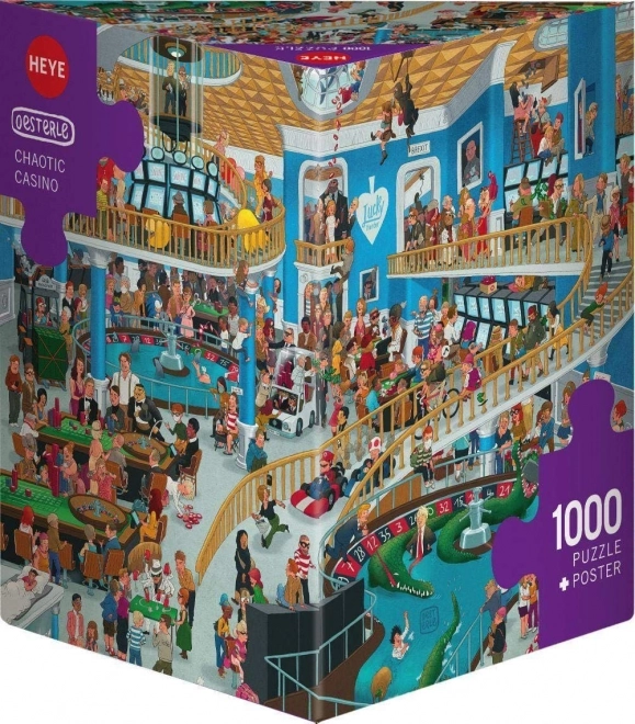 Puzzle 1000 dílků Crazy Chaos in the Casino, Oesterle (Puzzle+Poster)