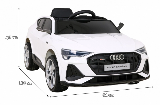 Audi E-Tron Sportback pentru copii + Pilot + tracțiune 4x4 + pornire lentă + radio MP3 + LED – Bílá