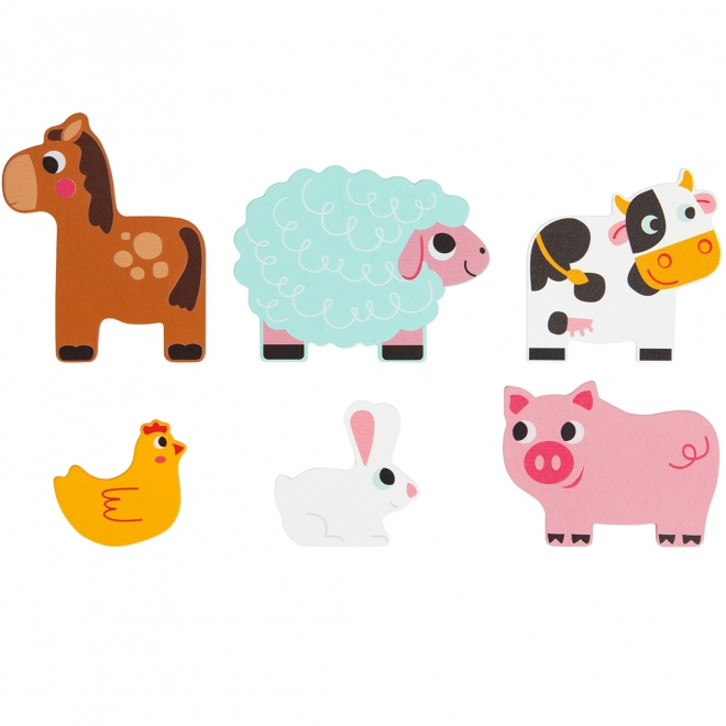 Dřevěné puzzle Montessori Farmářská zvířátka od Tooky Toy