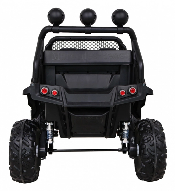 Mercedes Benz Unimog pro děti bílý + pohon 4x4 + dálkové ovládání + nosič zavazadel + pomalý start + MP3 LED