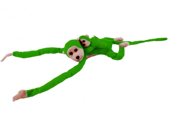 Plyšová opička se zeleným mláďátkem 70 cm