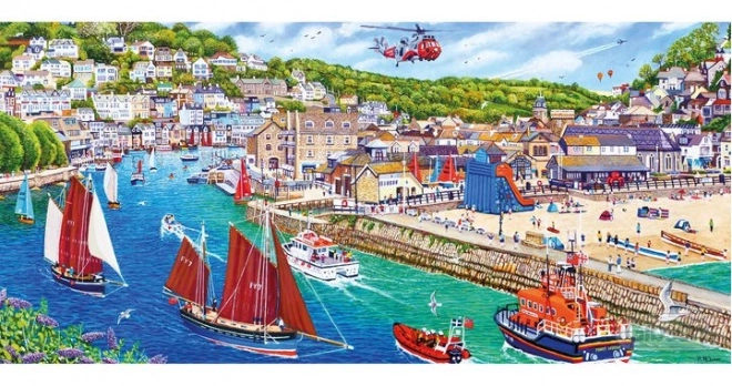 panoramatické puzzle Přístav Looe od Gibsons, 636 dílků
