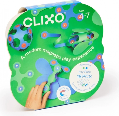 Magnetická skládačka Clixo Itsy, zelená/modrá
