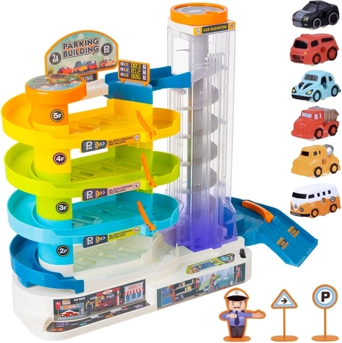 Součástí 6 autíček a dopravní prvky