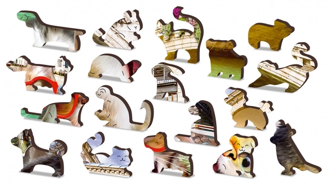 Dřevěné puzzle Koťata v Benátkách 2v1