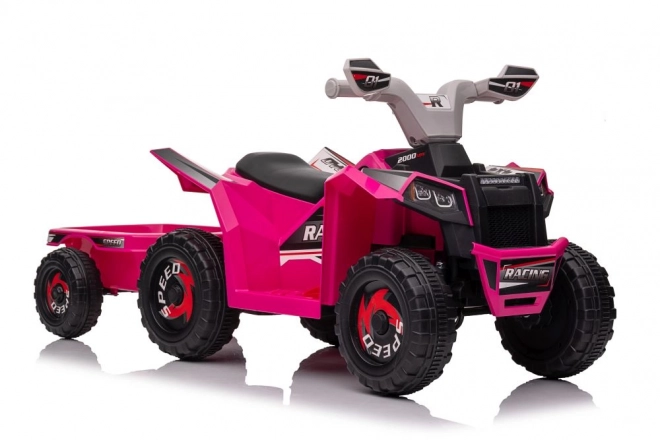 Růžová bateriová čtyřkolka XMX630T s přívěsem