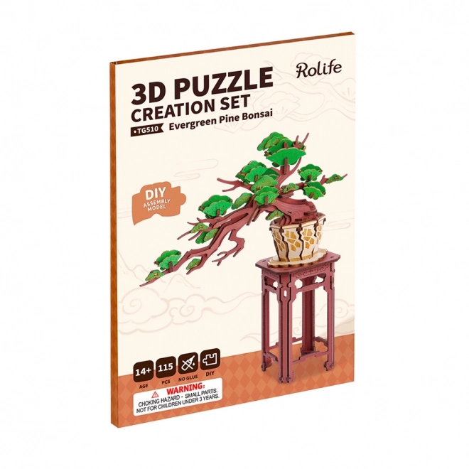 Roboter 3D dřevěná skládačka bonsaj borovice