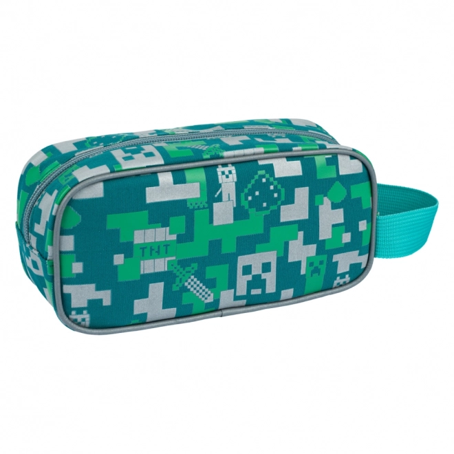 Minecraft penál Turquoise a Zelený Pixelový Vzor