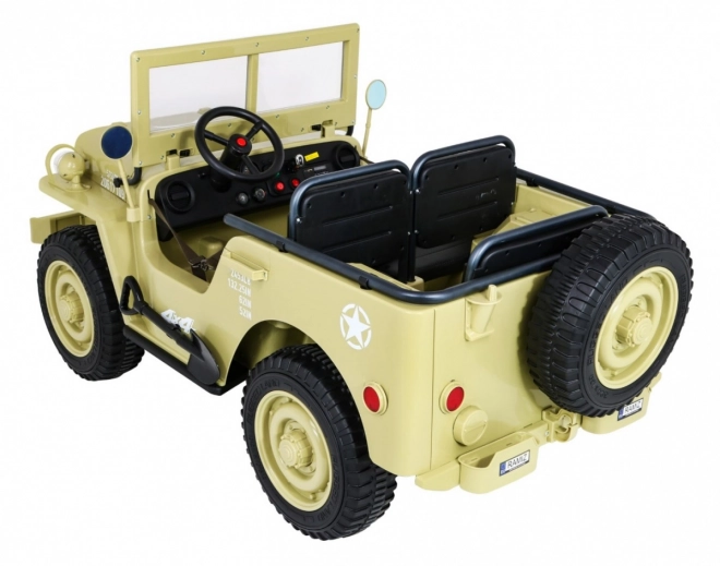 Retro vojenské auto pro děti s 4x4 pohonem, místem pro 3 a EVA kola