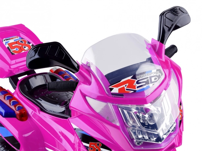 Dětský sportovní motocykl s barevným LED osvětlením – Růžová
