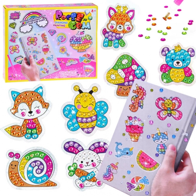 Diamantový kreativní set s nálepkami Zvířátka