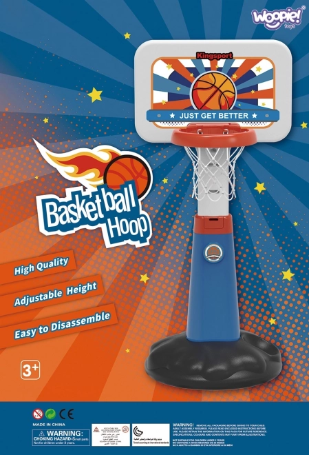 Dětská basketbalová sada Woopie s nastavitelnou výškou a pumpičkou