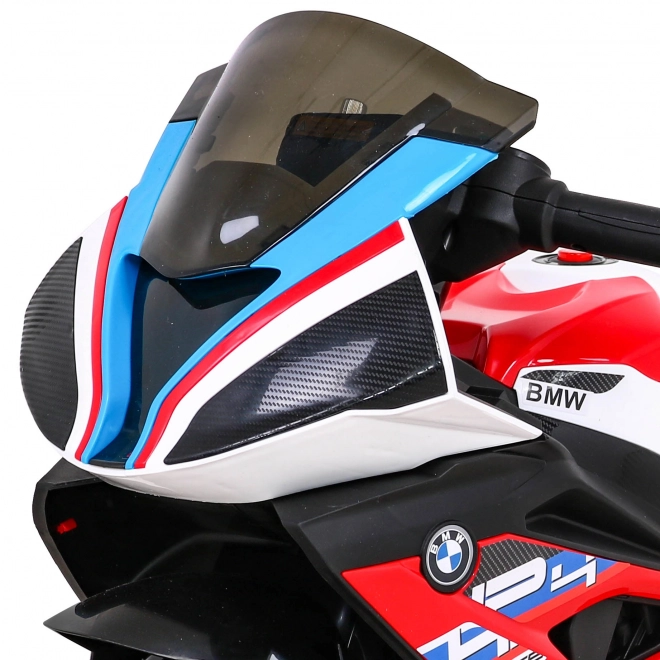 BMW HP4 Dětská motorka na baterie červená + 3 kola + LED + MP3 USB + eko kůže