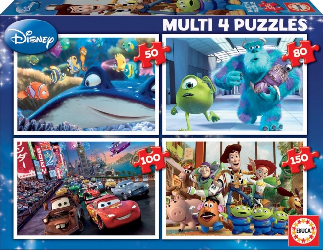 EDUCA Puzzle Disney Pixar Mix 4v1 (50,80,100,150 dílků)