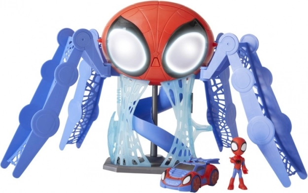 Figurka Spider-Mana a pavoučí motocykl v balení