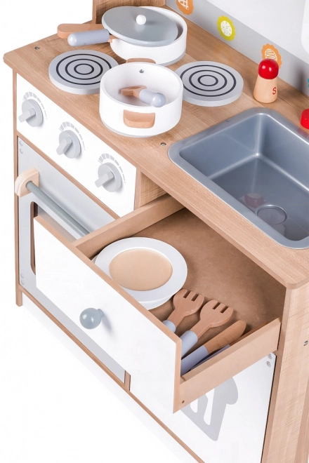 Dřevěná dětská kuchyňka s příslušenstvím Ecotoys