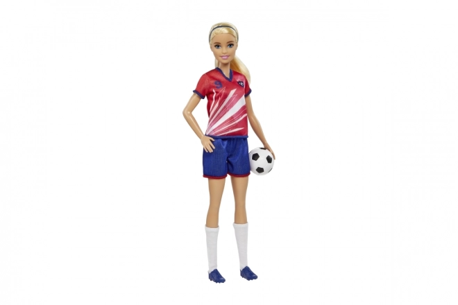 Barbie fotbalová panenka v červeném dresu