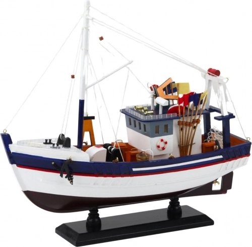 Dekorativní model rybářské lodě s vybavením 37x34 cm