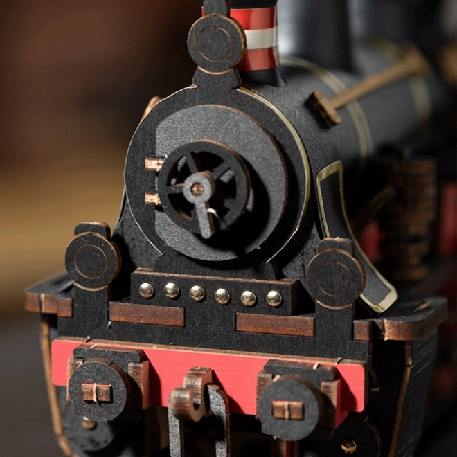 3D Dřevěná Skládačka Vintage Parní Lokomotiva
