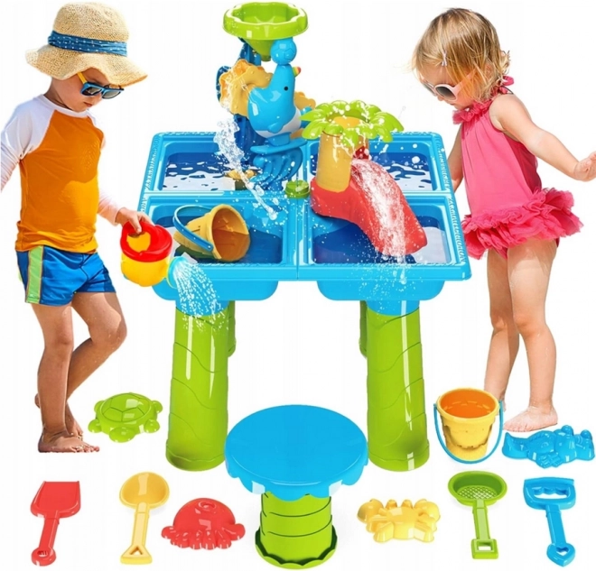 Woopie stolní vodní hračka 2v1 pískoviště s židličkou XL Aquapark