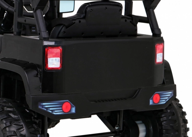 Mașină pe baterii Jeep Dark Night pentru copii + pornire lentă + EVA + LED audio – Černé