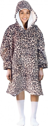 hřejivá mikinová deka s kapucí COZY NOXXIEZ s leopardím potiskem