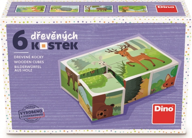 Dino dřevěné kostky Lesní zvířátka