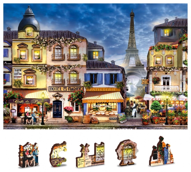 Dřevěné puzzle Snídaně v Paříži 2v1