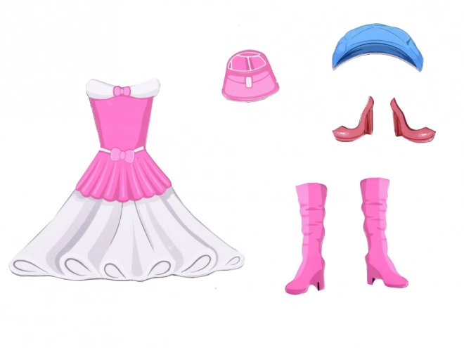 Magnetická skládačka Oblékněte panenku do stylových outfitů