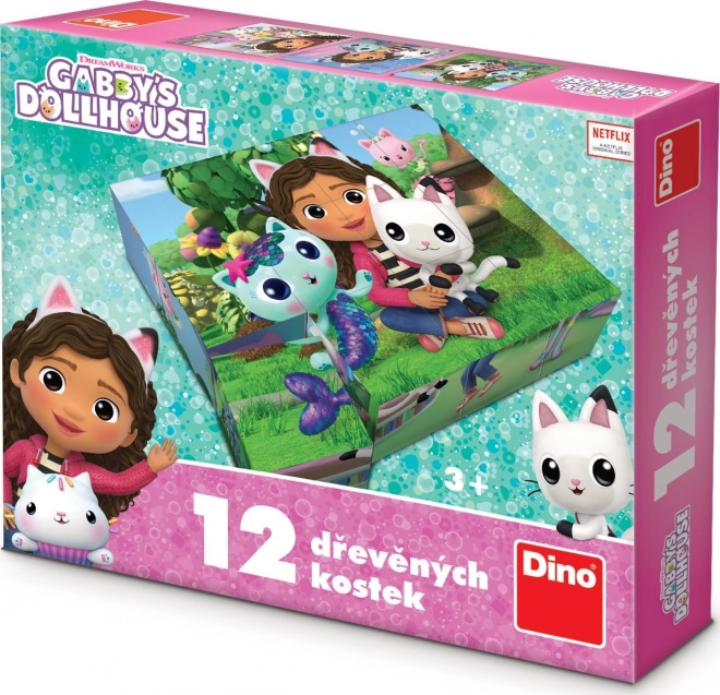 DINO Obrázkové kostky Gábinin kouzelný domek, 12 kostek