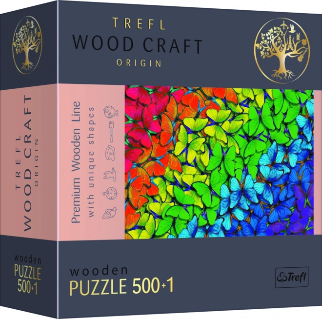 Dřevěné puzzle Trefl Wood Craft Duhoví motýli 501 dílků