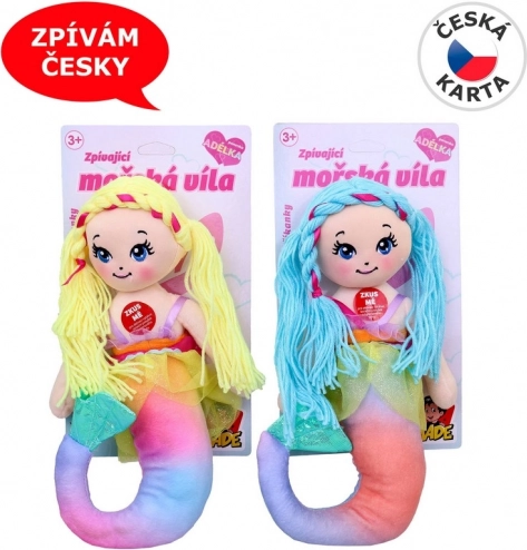 Textilní panenka mořská panna se zvukem 38 cm