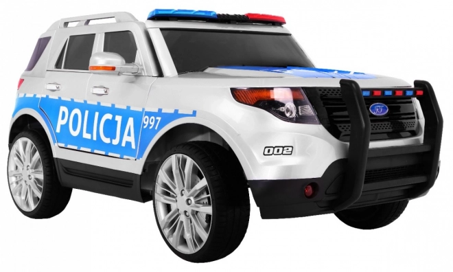 Dětské policejní auto SUV na baterie + sirény + světla + megafon + dálkové ovládání + pomalý start + EVA + samolepky