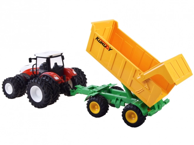 Dálkově ovládaný traktor s gumovými koly + přívěs RC0601