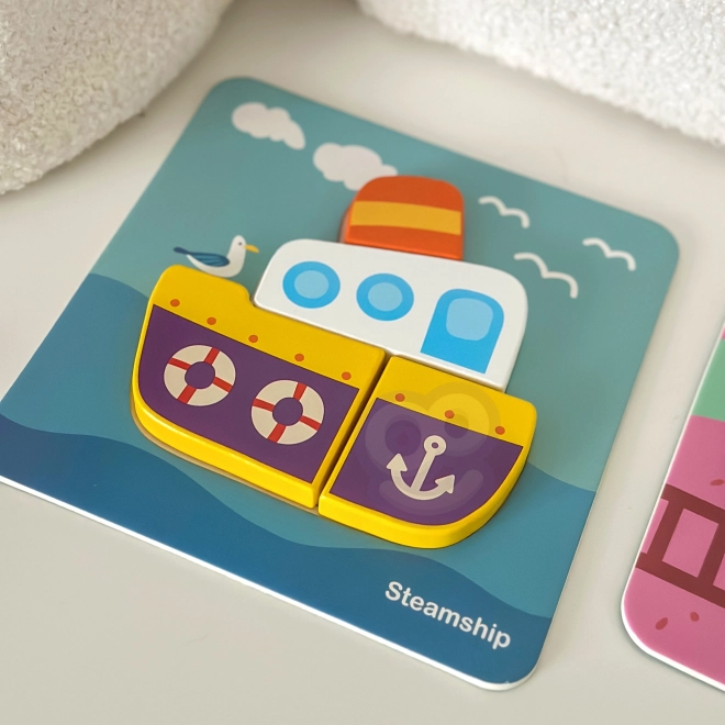 Woopie dřevěné puzzle vozidla Montessori FSC