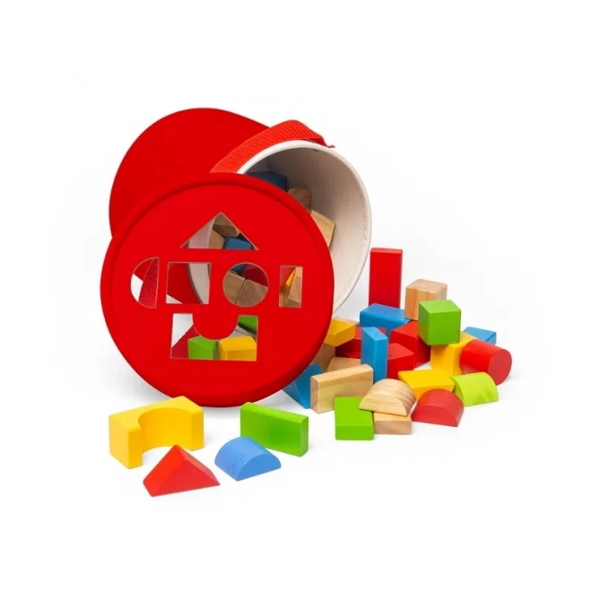 Bigjigs Toys dřevěné kostky a vkládačka v bubínku
