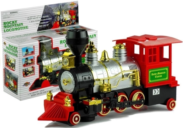 velká bateriová lokomotiva se světly a zvuky rocky mountain express