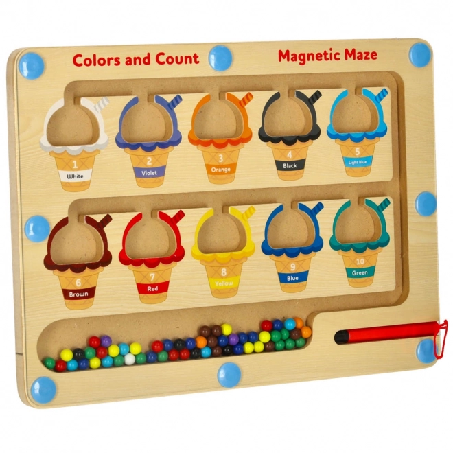 Magnetická vzdělávací tabule montessori třídění barevných kuliček zmrzlina 30 cm x 22 cm